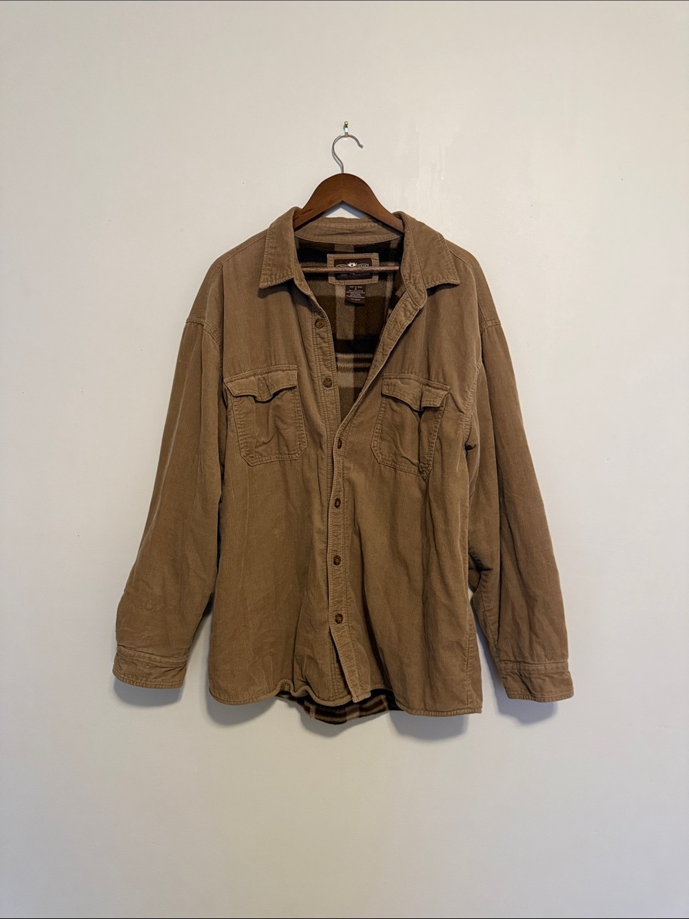 Levi's Tan Button-Front Lightweight Corduroy Flannel Interior Barn Jacket